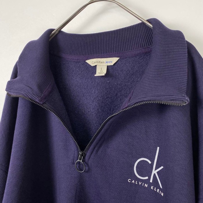古着 CK カルバンクライン ハーフジップ ワンポイントロゴ スウェット 紺紫L | Vintage.City 古着屋、古着コーデ情報を発信