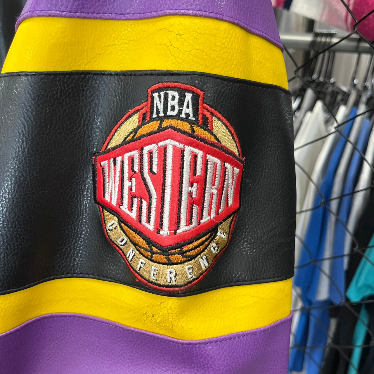 s NBA レイカーズ Lakers レザー スタジャン ジャケット 肉厚 刺繍
