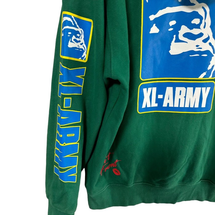 XLARGE エクストララージ パーカー バックロゴ プリント ARMY