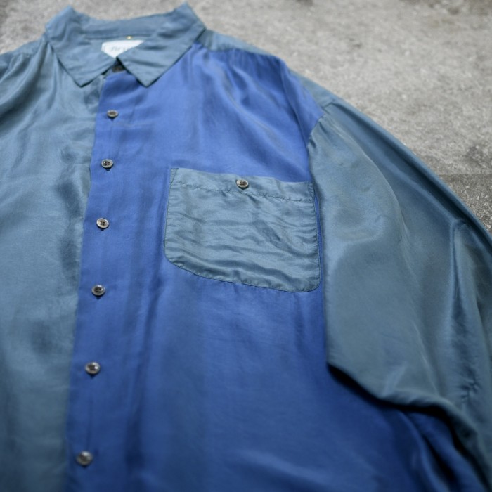 古着 オーバーサイズ デザインシャツ 切り替えシャツ シルクシャツ 長袖シャツ | Vintage.City 古着屋、古着コーデ情報を発信
