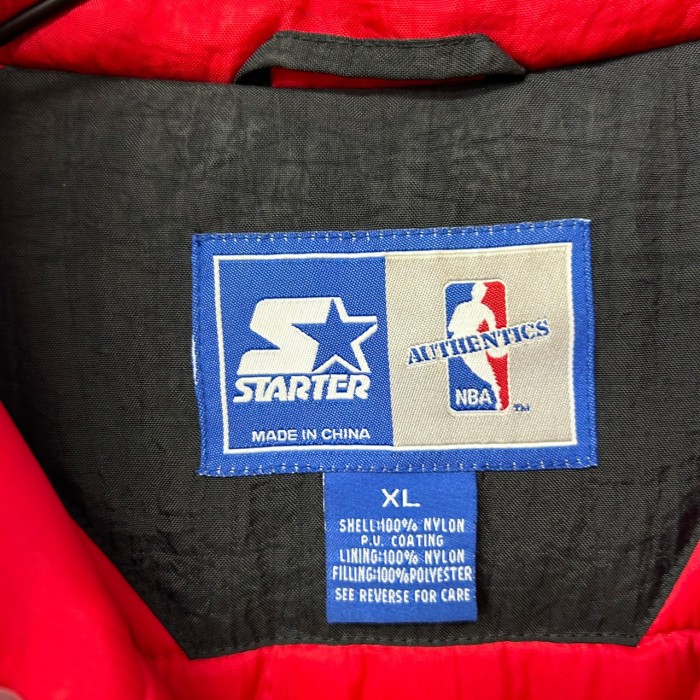 90s NBA シカゴ ブルズ 長袖 ジャンパー ダウン フード スターター XL 