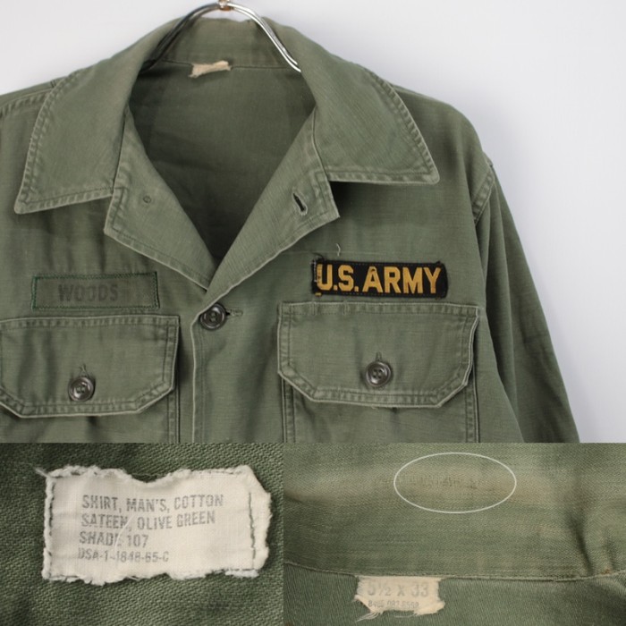 米軍 コットン ユーティティシャツジャケット 筒袖 15.1/2x33 63年 実物　ミリタリーシャツ [9018270] | Vintage.City 古着屋、古着コーデ情報を発信