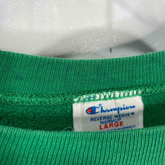 90s Champion リバースウィーブ 刺繍タグ カレッジプリント S 緑