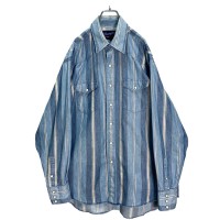 80s Wrangler L/S stripe denim western shirt | Vintage.City 古着屋、古着コーデ情報を発信