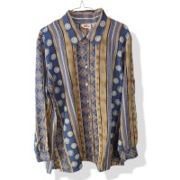 1990年代ALIA。オールパターンネイティブデザイン。ストライプリゾートシャツ。 | Vintage.City 古着屋、古着コーデ情報を発信