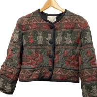 90‘sILYa LONG TEMPSベアーゴブラン織風デザインwoolジャケットM | Vintage.City 古着屋、古着コーデ情報を発信