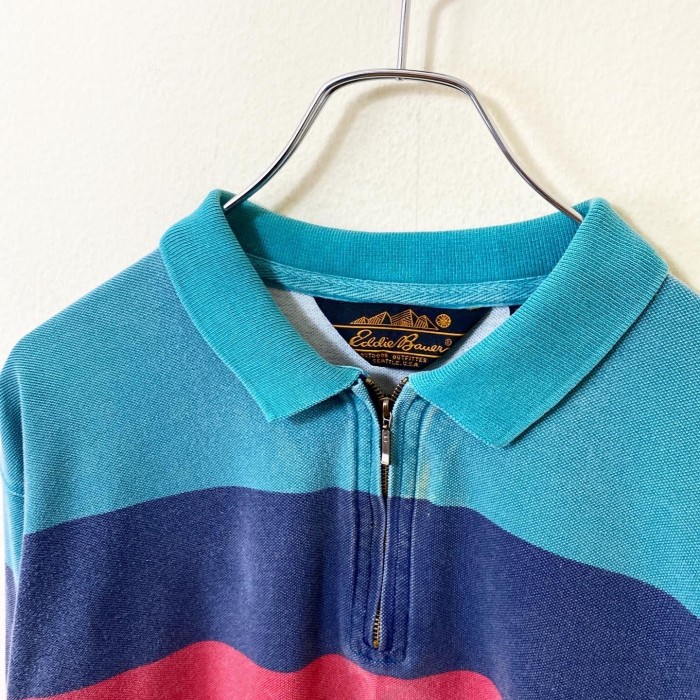 80s〜90s Eddie Bauer エディーバウアー ボーダー ポロシャツ