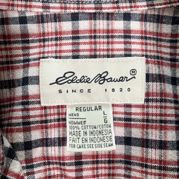 90s Eddie Bauer L/S BD cotton check shirt | Vintage.City 빈티지숍, 빈티지 코디 정보