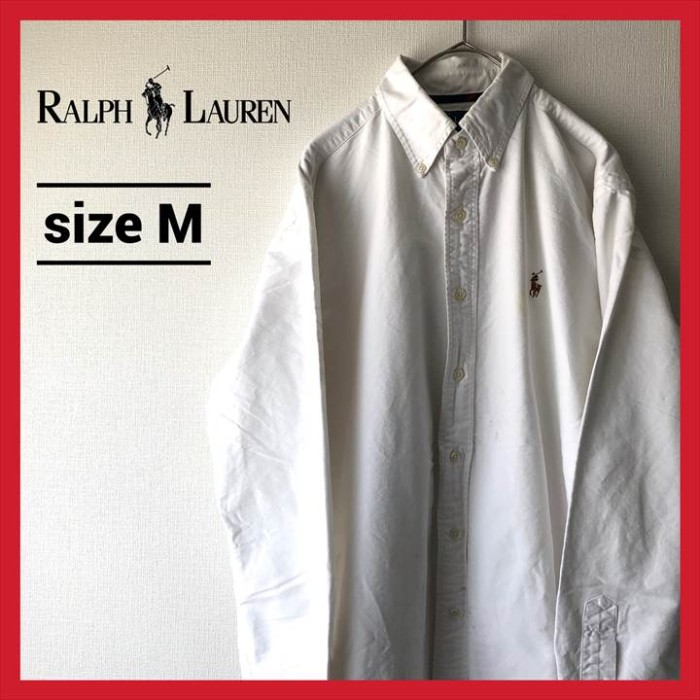 ラルフローレン90sワンポイント刺繍ロゴ人気カラー長袖チェックシャツ一点物