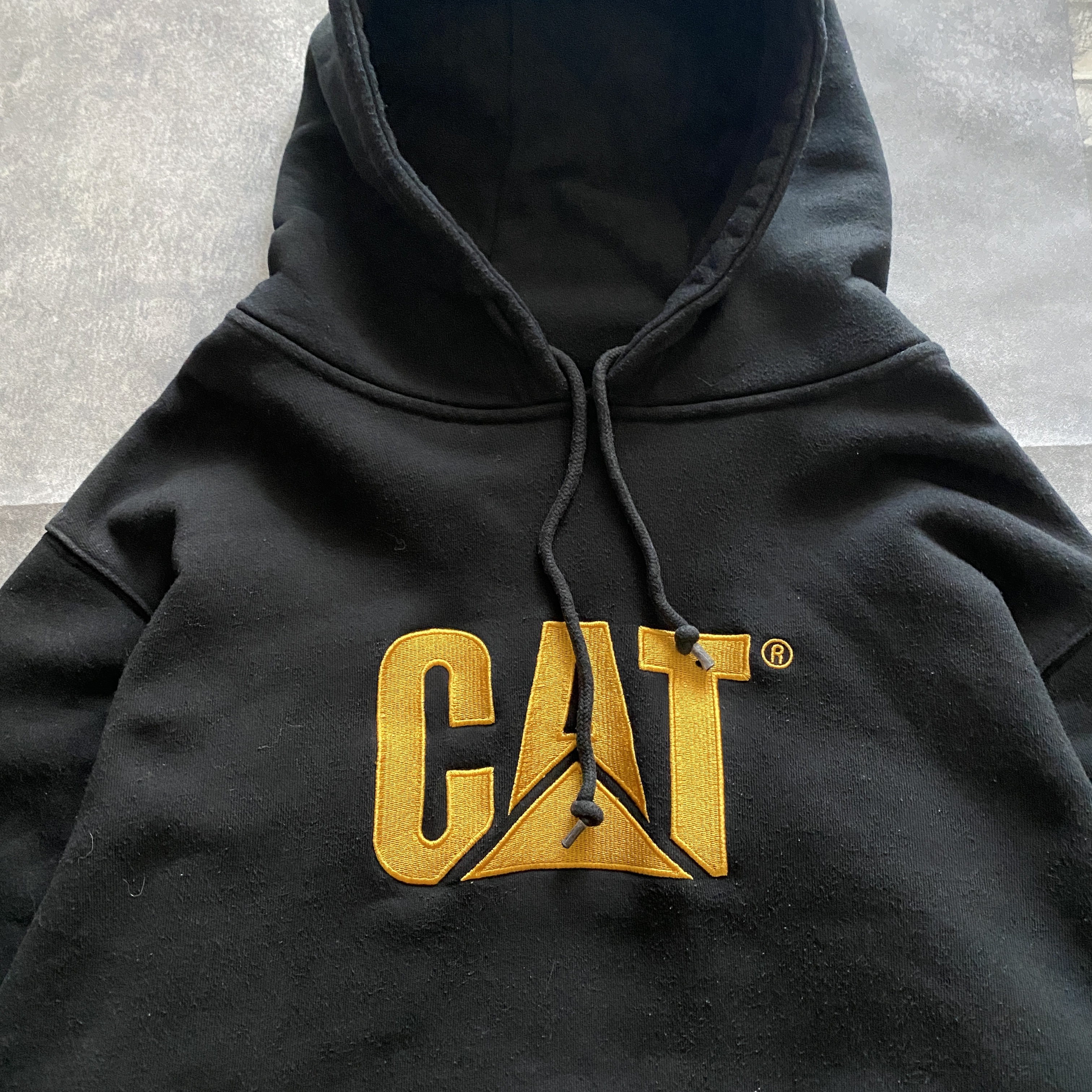 XLサイズ】CAT キャタピラー 刺繍ロゴ ブラック スウェット パーカー