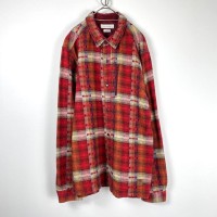 USA古着 オンブレチェック ネルシャツ デザイン刺繍 赤オレンジ L S229 | Vintage.City 古着屋、古着コーデ情報を発信