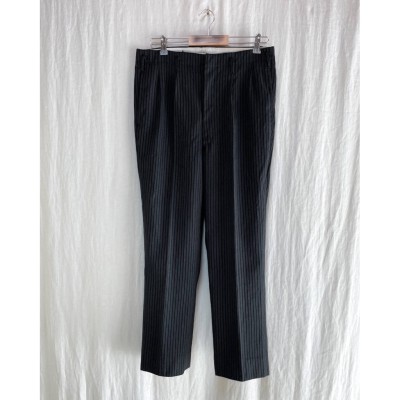 60s ヴィンテージ ブラック ストライプ ウールパンツ W32 スラックス ドレスパンツ | Vintage.City 古着屋、古着コーデ情報を発信