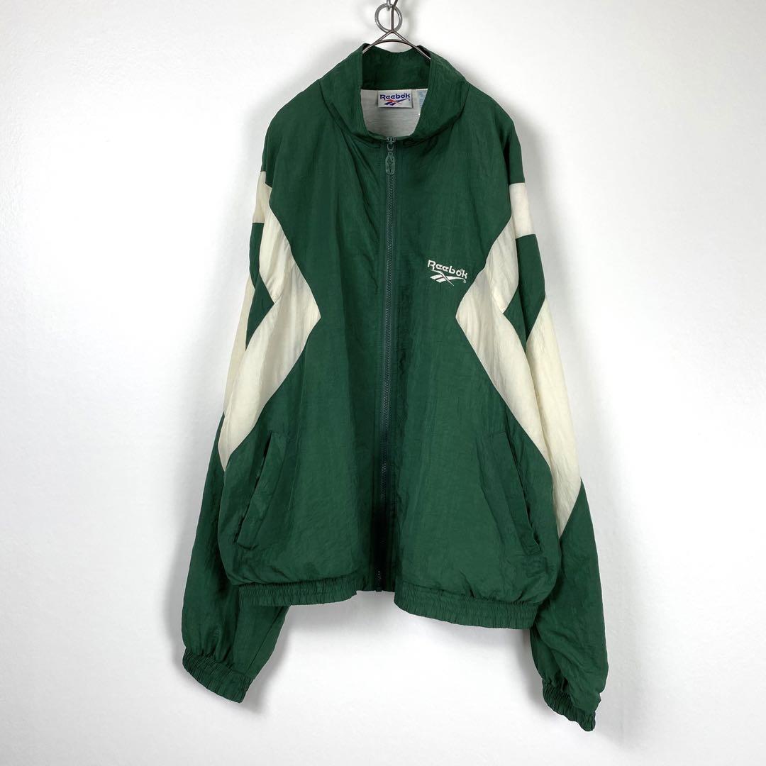 90s Reebok バイカラー ナイロンジャケット 緑白 L S239 | Vintage.City