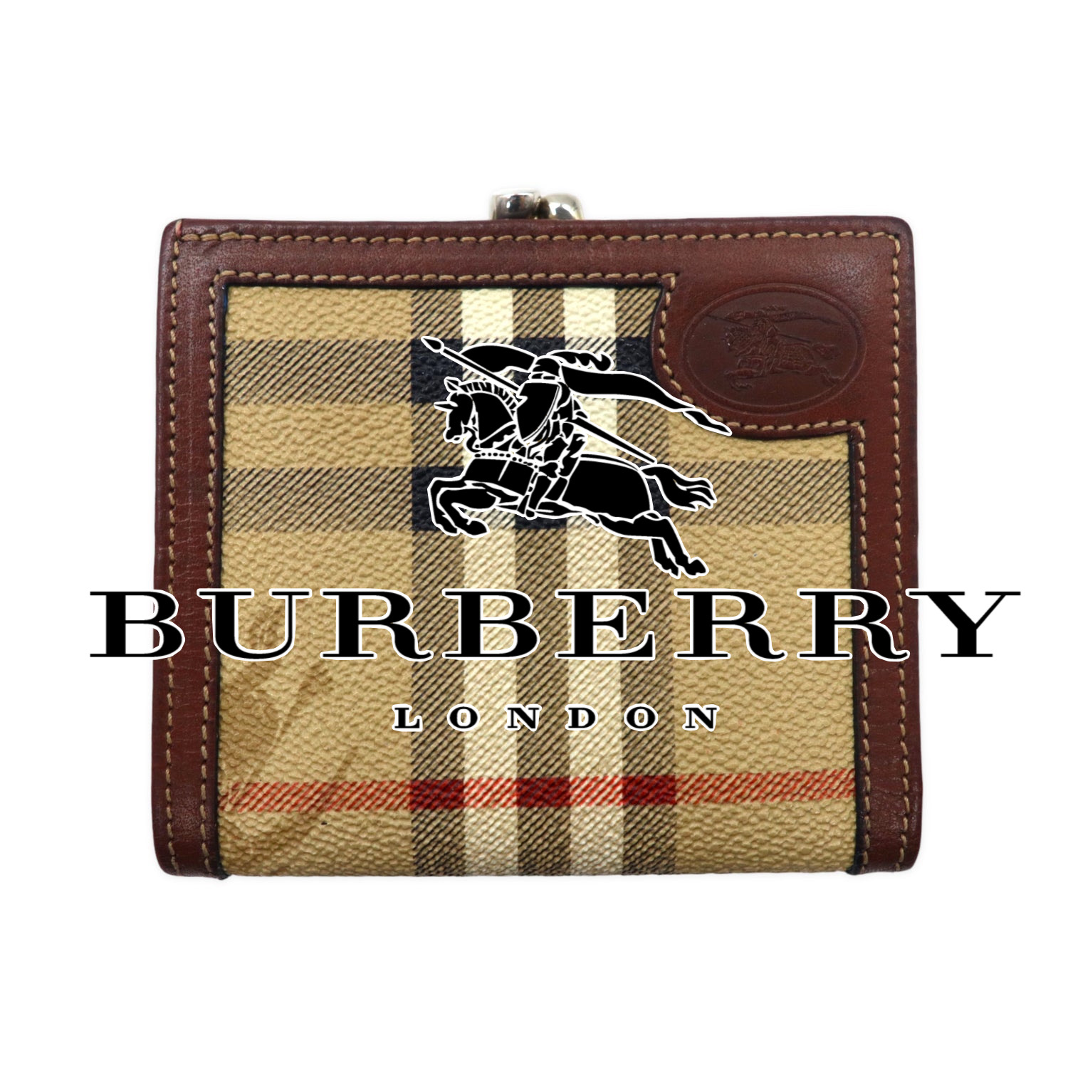 切売販売【新品】Burberry\'s がま口　二つ折り財布　ノバチェック　シャドーホース 小物