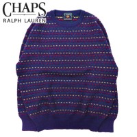 CHAPS RALPH LAUREN 総柄ニット セーター M ネイビー ウール 90年代 日本製 | Vintage.City 古着屋、古着コーデ情報を発信