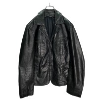 90-00s zip-up design black leather jacket | Vintage.City 古着屋、古着コーデ情報を発信