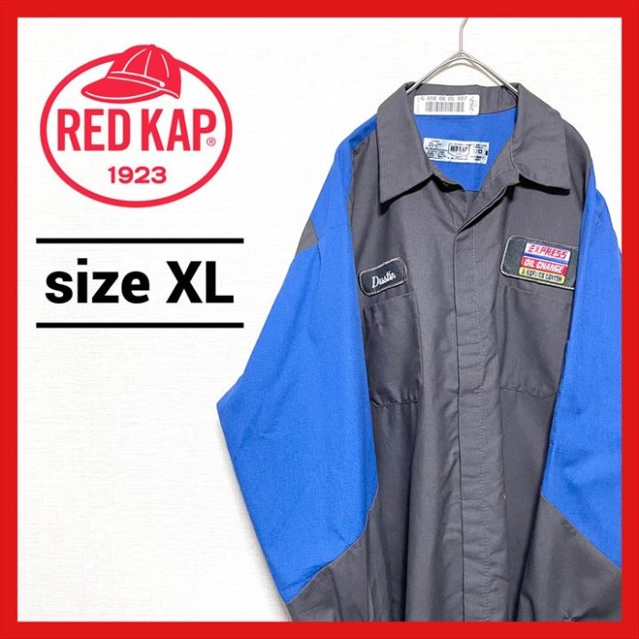 メンズ ブルー レッドキャップ 3XL カジュアル  90s 長袖 シャツ