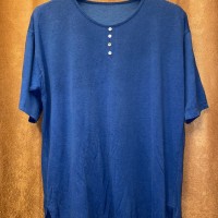 MADE IN ITALY製 ヘンリーネックデザインTシャツ ブルー Sサイズ | Vintage.City 古着屋、古着コーデ情報を発信