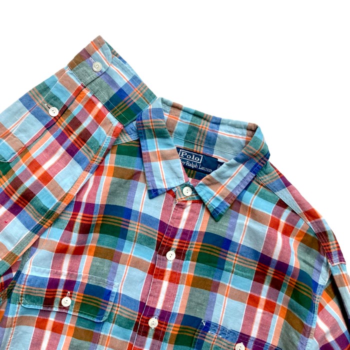 90’s Ralph Lauren SilkLinen Check Shirt | Vintage.City 빈티지숍, 빈티지 코디 정보