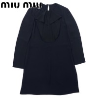 miu miu フリル ワンピース ドレス 38 ブラック キュプラ | Vintage.City 古着屋、古着コーデ情報を発信