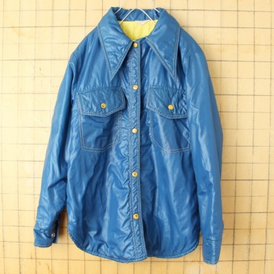 70s 80s USA 中綿 ナイロン シャツ ジャケット ネイビー ブルー レディースM メンズS相当 アメリカ古着 | Vintage.City 古着屋、古着コーデ情報を発信