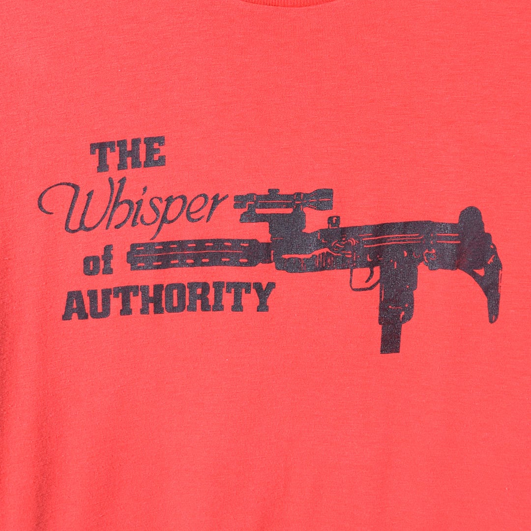 80s マシンガン USA製 ヴィンテージ Tシャツ WHISPER OF AUTHORITY 袖 