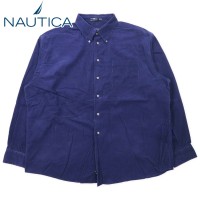 NAUTICA コーデュロイ ボタンダウンシャツ 34/35 ネイビー コットン ワンポイントロゴ刺繍 | Vintage.City 古着屋、古着コーデ情報を発信