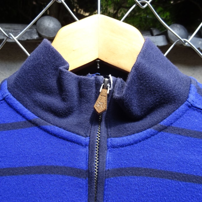 ラルフローレン ハーフジップ L ブルー ボーダー ロンT ネイビー 刺繍ロゴ 8537 | Vintage.City 古着屋、古着コーデ情報を発信