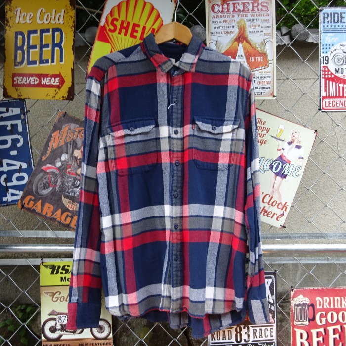リーバイス ネルシャツ XL レッド ネイビー チェック 胸ポケット シンプル 8570 | Vintage.City 古着屋、古着コーデ情報を発信