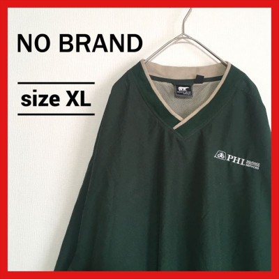 90s 古着 ノーブランド ナイロンプルオーバー 緑 ゆるダボ 刺繍ロゴ XL