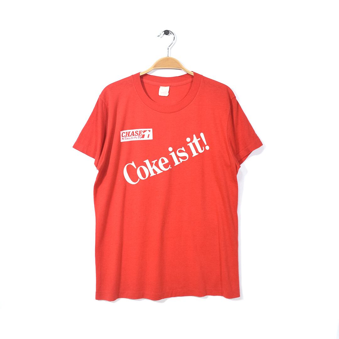 80s コカコーラ ヴィンテージTシャツ 袖裾シングル 赤 COKE IS IT 