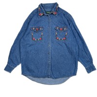 Msize Ladies embroidery denim shirt 20100214 Mサイズ レディース デニムシャツ 刺繍 | Vintage.City 古着屋、古着コーデ情報を発信