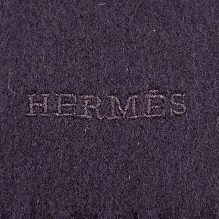 HERMES エルメス マフラー レクトヴェルソ ロゴ刺繍 カシミヤ100% パープル スコットランド製 | Vintage.City 빈티지숍, 빈티지 코디 정보
