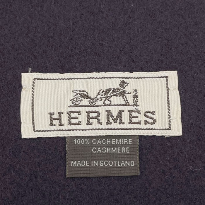 HERMES エルメス マフラー レクトヴェルソ ロゴ刺繍 カシミヤ100% パープル スコットランド製 | Vintage.City 빈티지숍, 빈티지 코디 정보
