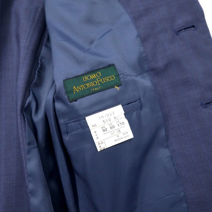 UOMO ANTONIO FUSCO ITALY 2B スーツ セットアップ 170 ネイビー チェック ウール ポリエステル | Vintage.City 古着屋、古着コーデ情報を発信