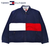 TOMMY HILFIGER スウィングトップ M ネイビー コットン フラッグロゴ ビッグサイズ 90年代 | Vintage.City 古着屋、古着コーデ情報を発信