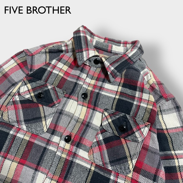 FIVE BROTHER USA製 復刻タグ ネルシャツ ヘビーネル フランネルシャツ