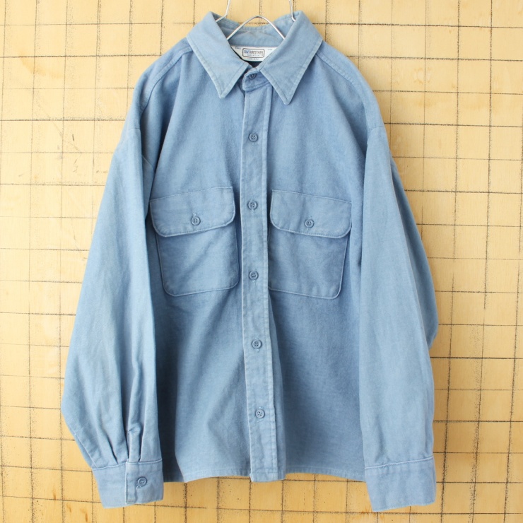 70s～80s USA製 FIVE BROTER シャモアクロス くすみブルー