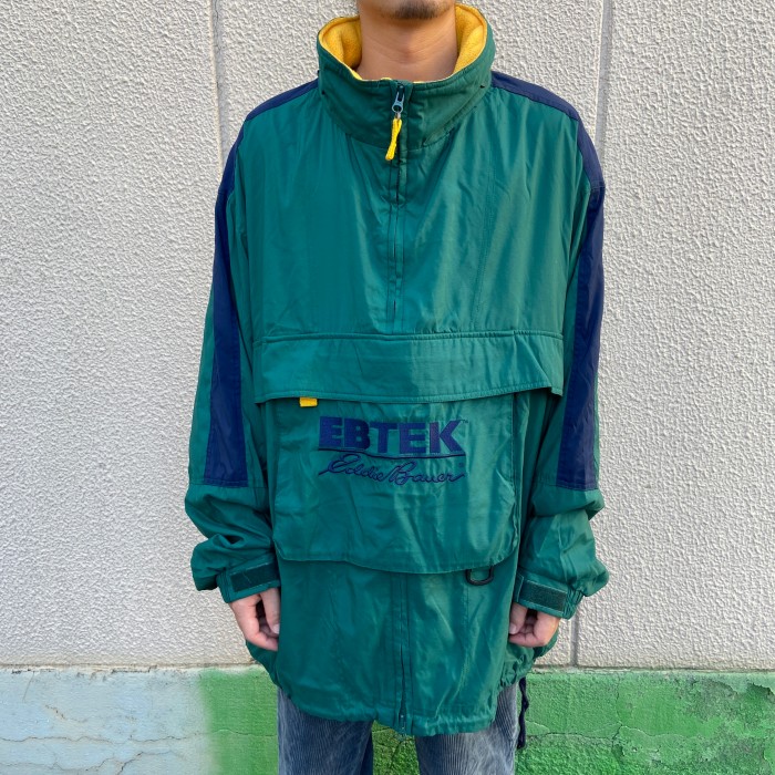 90s EddieBauer EBTEK ハーフジッププルオーバー 緑 XXL | Vintage.City