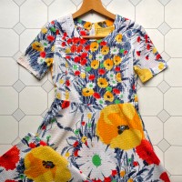 multicolor dynamic floral dress〈レトロ古着 マルチカラー ダイナミック 花柄 ワンピース 〉 | Vintage.City 古着屋、古着コーデ情報を発信