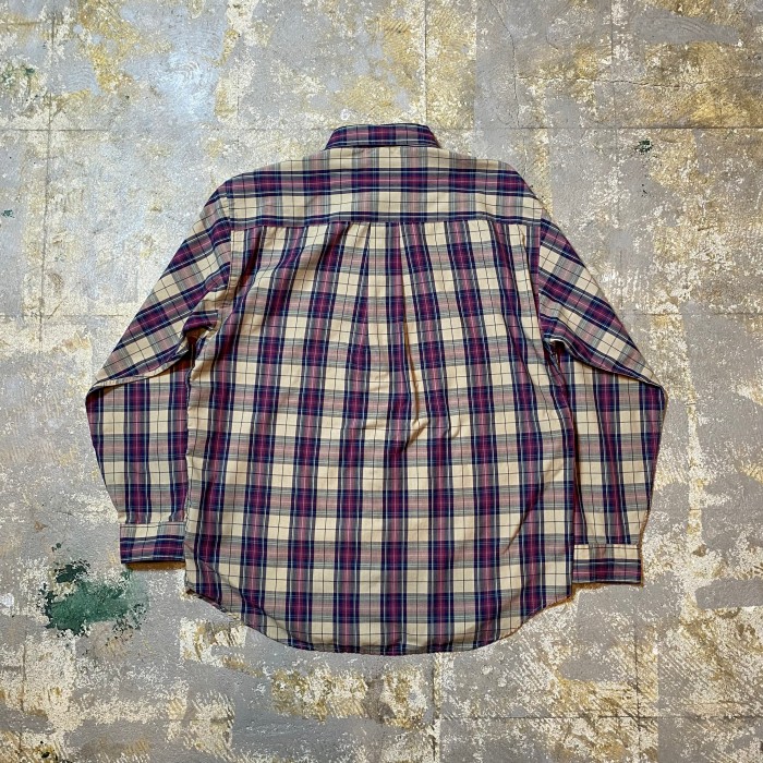80s エディバウアー ボタンダウンシャツチェックシャツ グレージュ×パープル | Vintage.City 빈티지숍, 빈티지 코디 정보