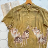 zebra motif sheer shirt〈レトロ古着 シマウマ モチーフ シアーシャツ マスタード アニマル 動物〉 | Vintage.City Vintage Shops, Vintage Fashion Trends