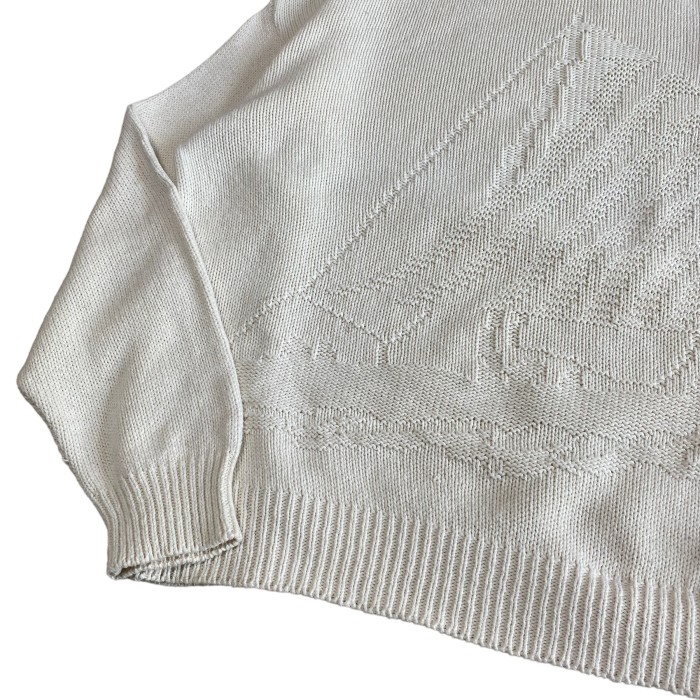90s USA made / 《Eddie Bauer》white cotton knit エディーバウアー 