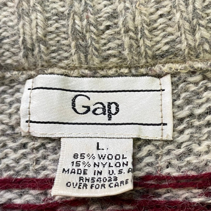 USA製 80年代 オールドギャップ GAP 総柄 ウールニットセーター メンズ