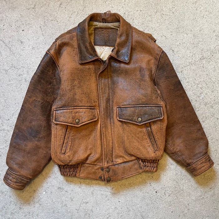80〜90s 羊革 leather jacket Flight type/ レザージャケット