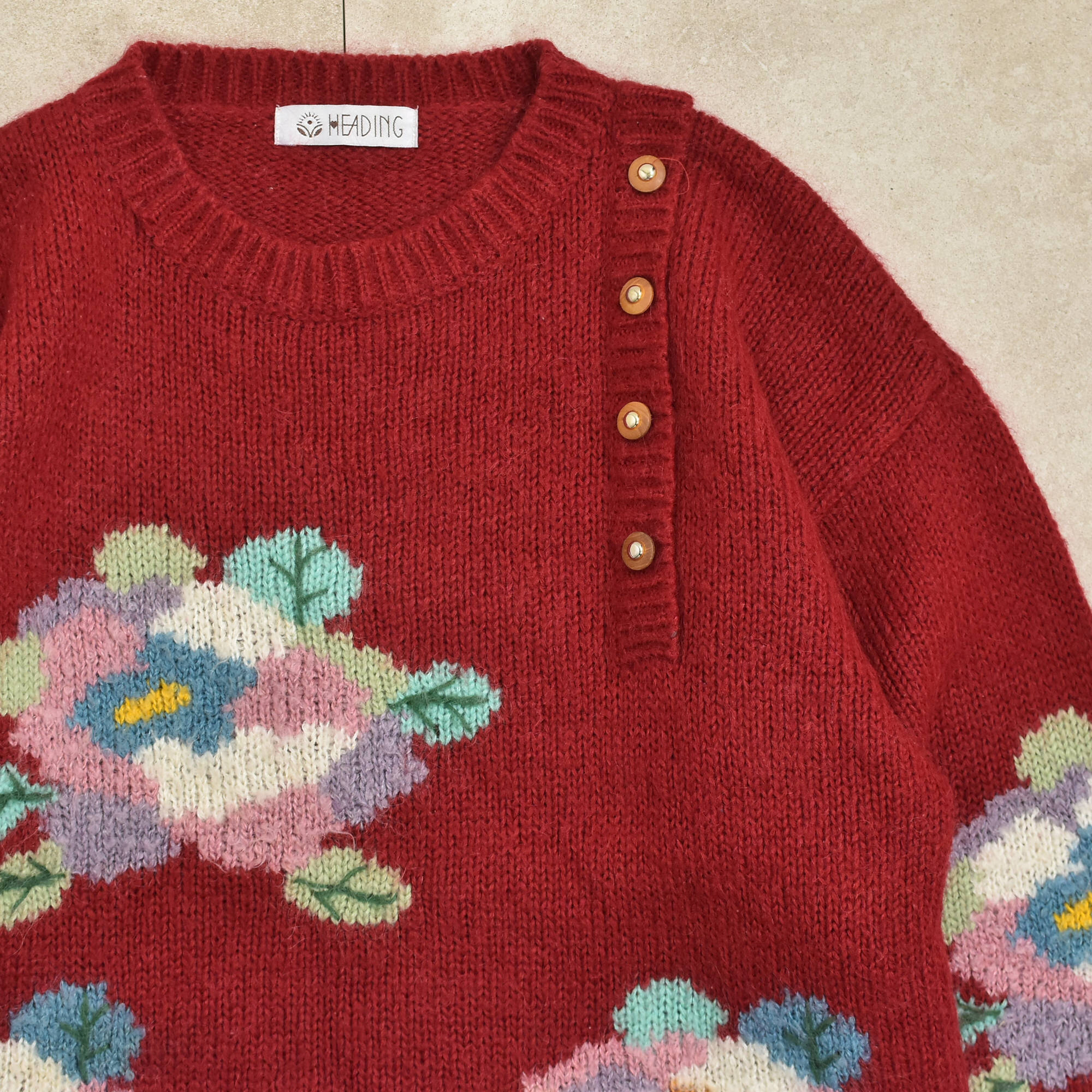 vintage 　フラワー　花柄　ニット　セーター