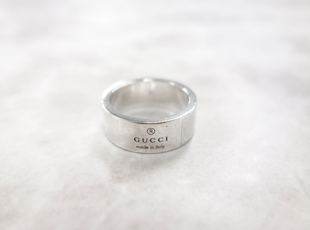 GUCCI グッチ ロゴ リング silver925 イタリア製 9号 USED #11