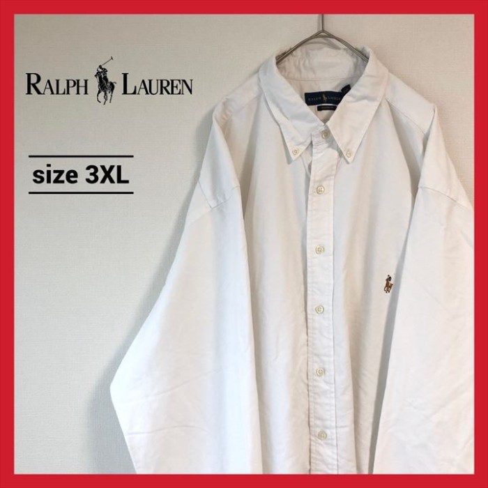 LMXL A5 90s  ラルフローレン　ボタンダウンBDシャツ　刺繍ロゴ