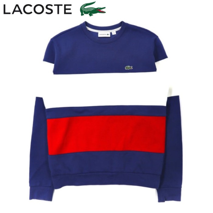 LACOSTE カラーブロックスウェットシャツ 3 ネイビー コットン SH9598