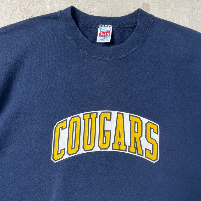 90年代 USA製 COUGARS カレッジロゴ プリント スウェットシャツ メンズ 